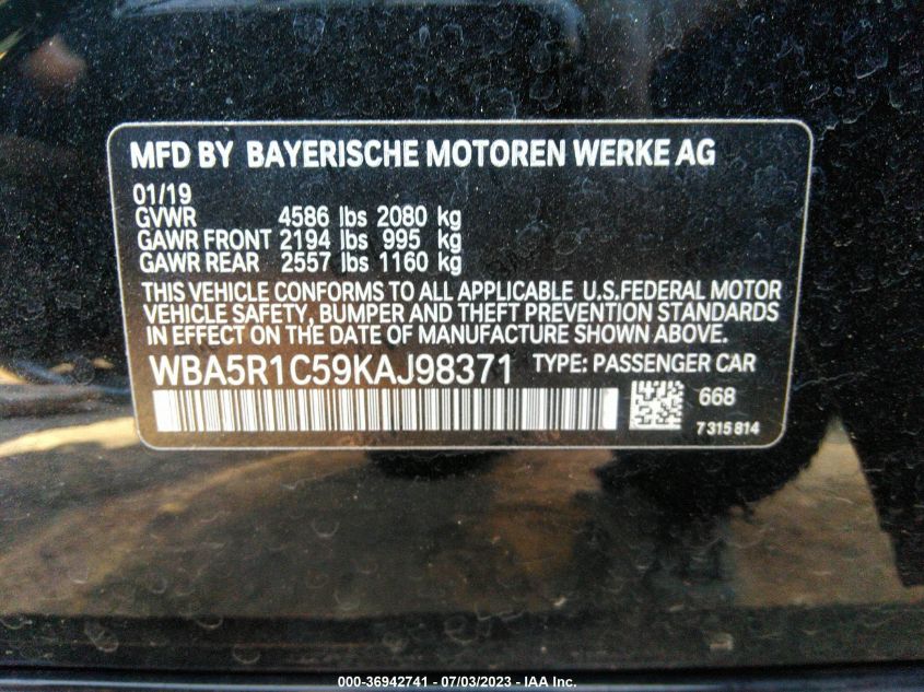 2019 BMW 330I - WBA5R1C59KAJ98371
