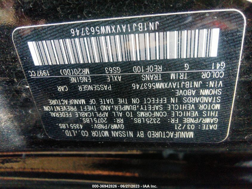 2021 NISSAN ROGUE SPORT S - JN1BJ1AVXMW563746