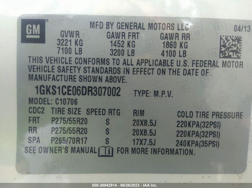 2013 GMC YUKON SLT - 1GKS1CE06DR307002