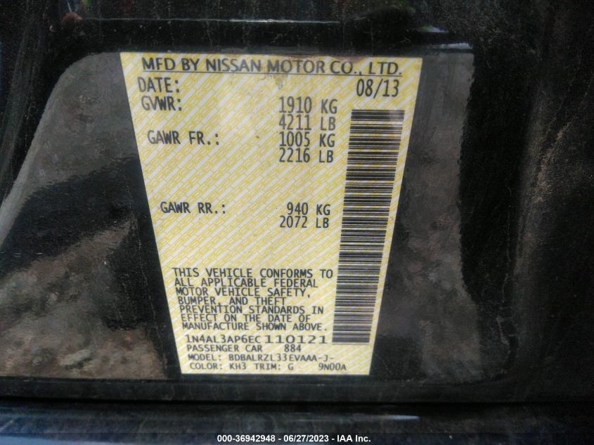 2014 NISSAN ALTIMA 2.5 S - 1N4AL3AP6EC110121