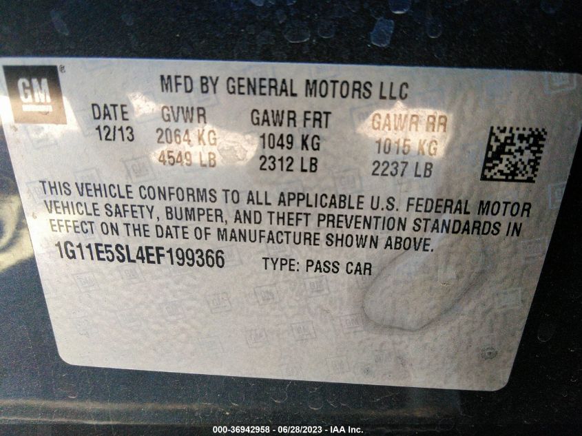 2014 CHEVROLET MALIBU 2LT - 1G11E5SL4EF199366