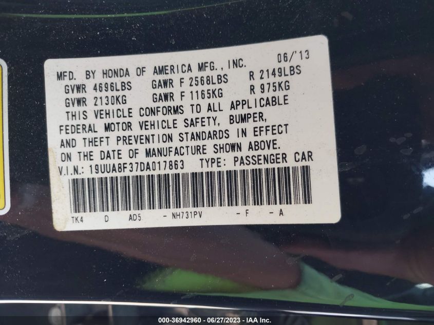 2013 ACURA TL SPECIAL EDITION - 19UUA8F37DA017863