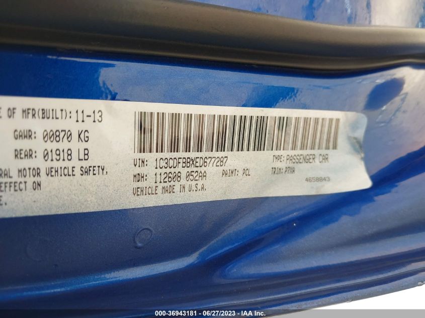 2014 DODGE DART SXT - 1C3CDFBBXED677287