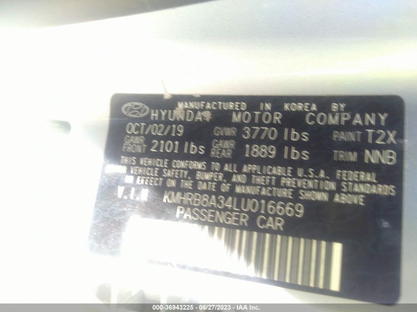 2020 HYUNDAI VENUE SE - KMHRB8A34LU016669