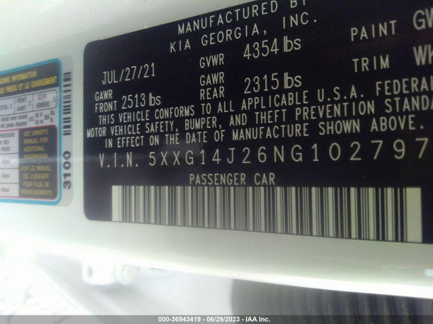 2022 KIA K5 LXS - 5XXG14J26NG102797