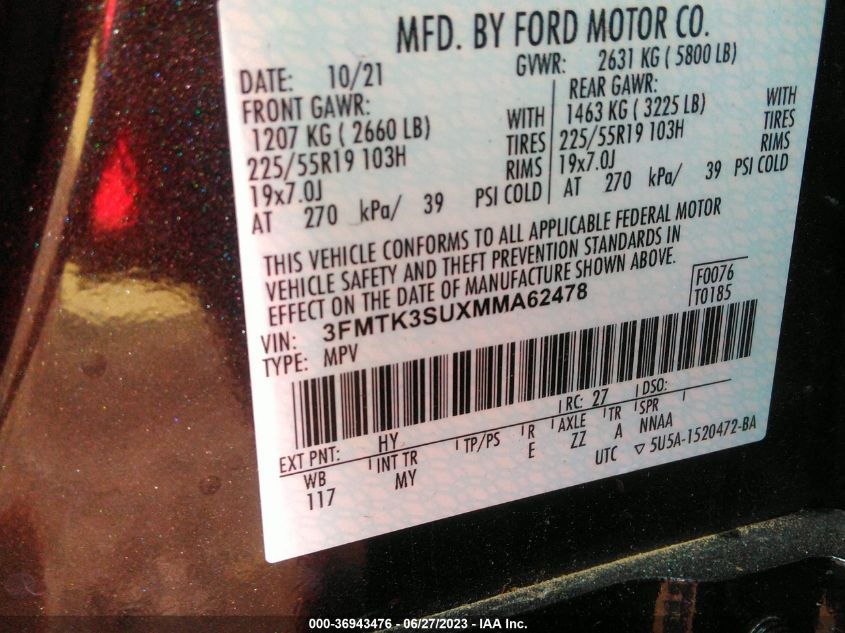2021 FORD MUSTANG MACH-E PREMIUM 3FMTK3SUXMMA62478