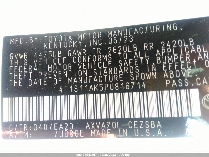 2023 TOYOTA CAMRY SE/SE NIGHTSHADE - 4T1S11AK5PU816714