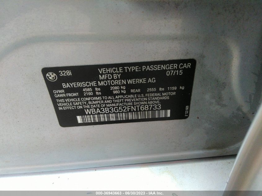 2015 BMW 3 SERIES 328I XDRIVE - WBA3B3G52FNT68733