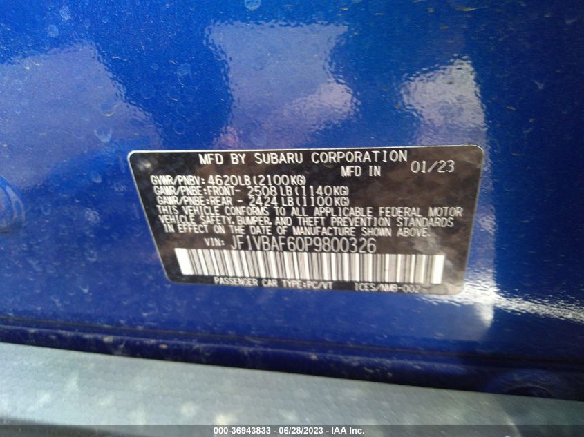2023 SUBARU WRX PREMIUM - JF1VBAF60P9800326