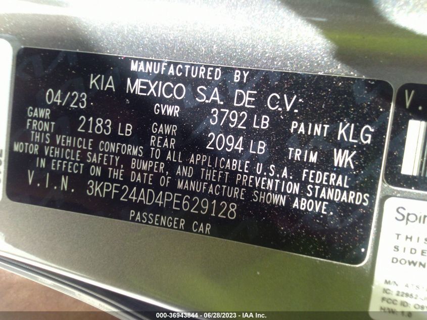 2023 KIA FORTE LXS - 3KPF24AD4PE629128