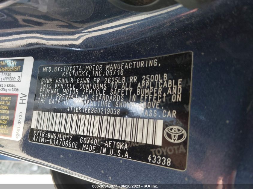 2016 TOYOTA AVALON LIMITED/TOURING/XLE - 4T1BK1EB9GU219038