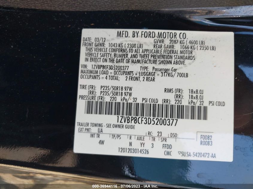 2013 FORD MUSTANG GT - 1ZVBP8CF3D5200377
