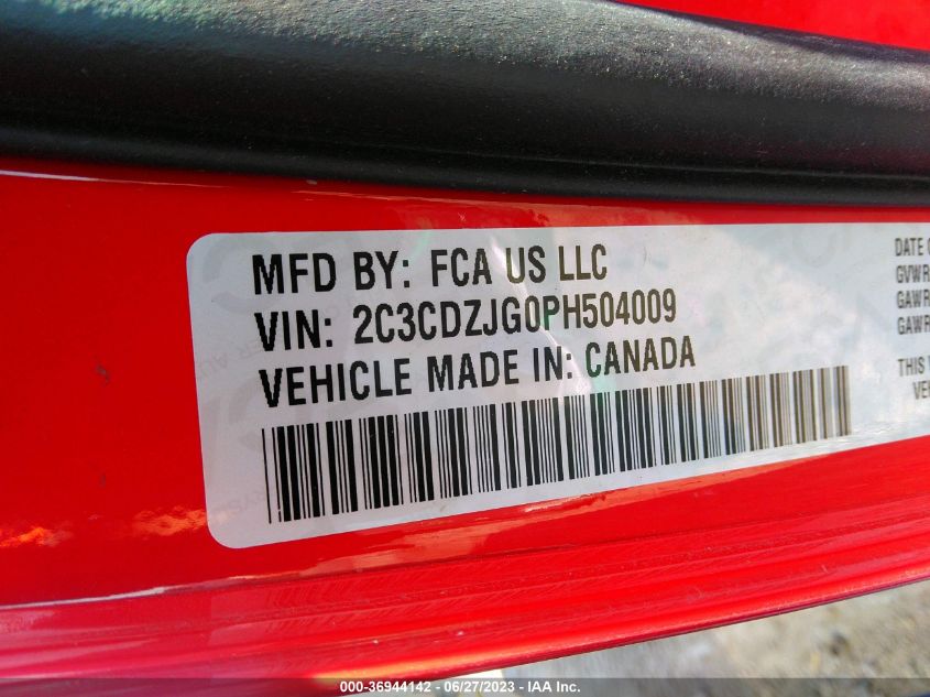 2023 DODGE CHALLENGER GT - 2C3CDZJG0PH504009