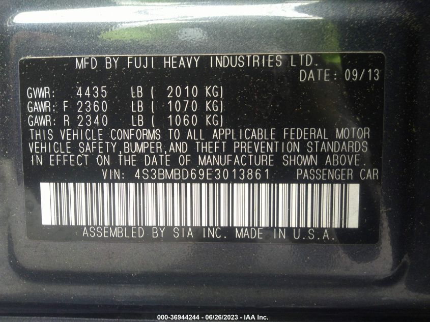2014 SUBARU LEGACY 2.5I PREMIUM - 4S3BMBD69E3013861