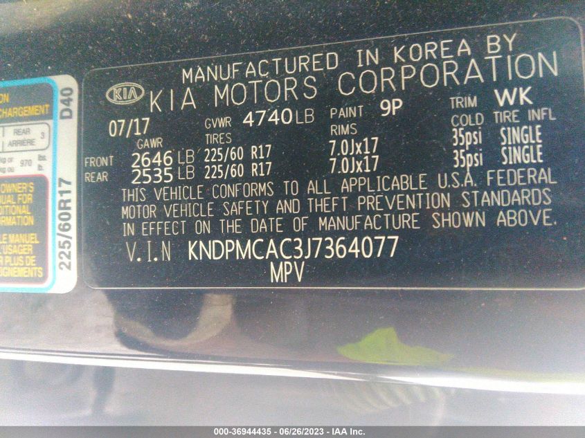 2018 KIA SPORTAGE LX - KNDPMCAC3J7364077