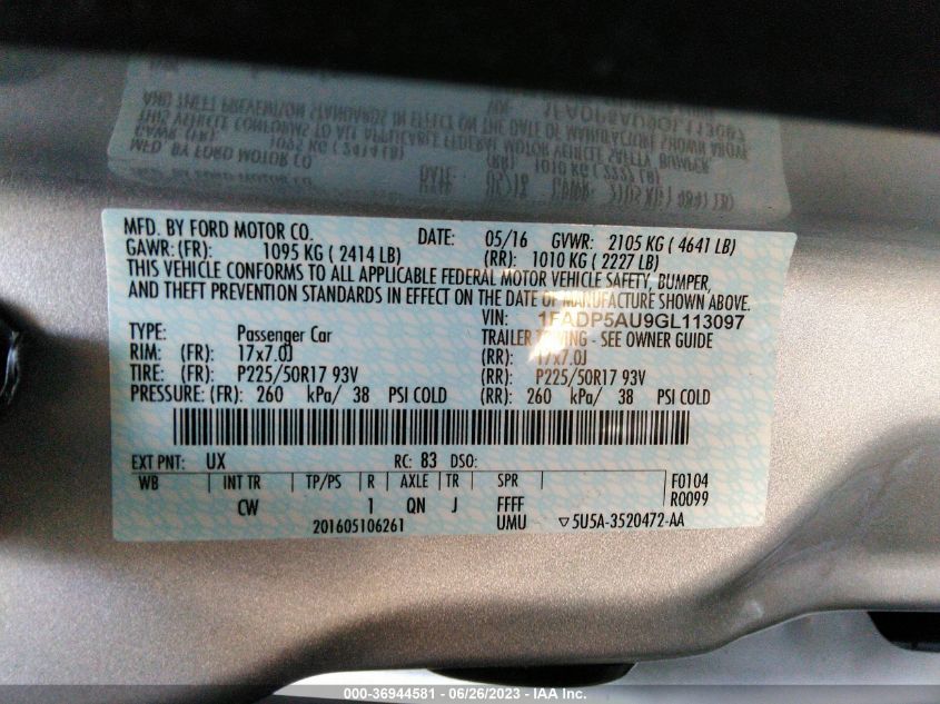 2016 FORD C-MAX HYBRID SE - 1FADP5AU9GL113097