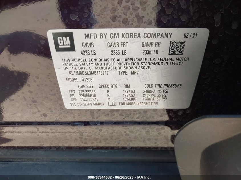 2021 BUICK ENCORE GX SELECT - KL4MMDSL3MB148717