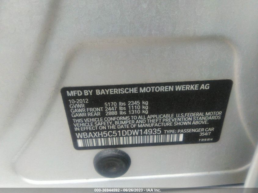 2013 BMW 5 SERIES 528I XDRIVE - WBAXH5C51DDW14935