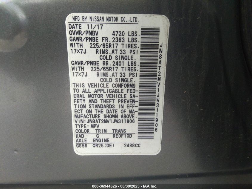 2018 NISSAN ROGUE S - JN8AT2MV1JW311906
