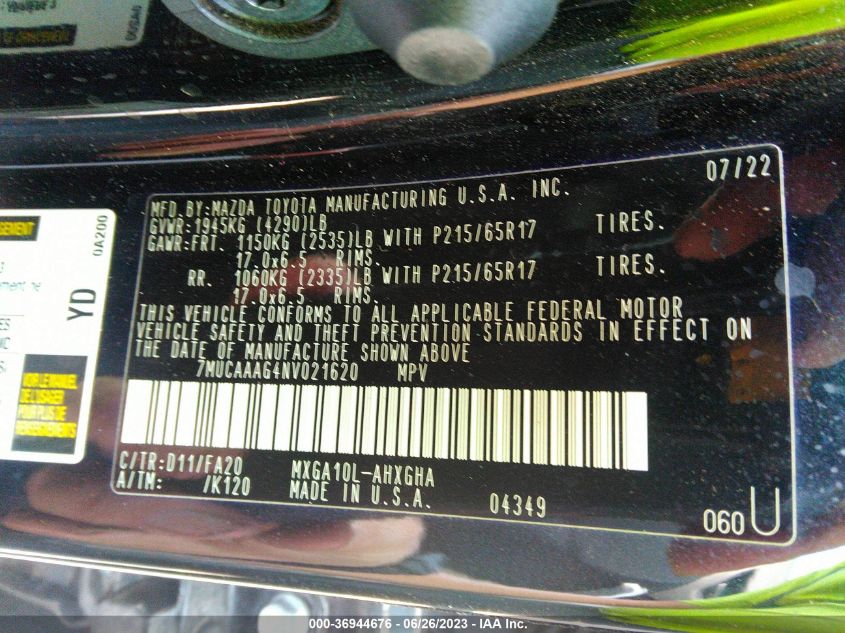2022 TOYOTA COROLLA CROSS LE - 7MUCAAAG4NV021620