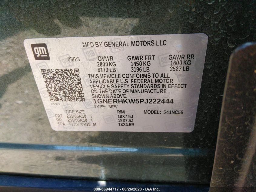 2023 CHEVROLET TRAVERSE LT - 1GNERHKW5PJ222444
