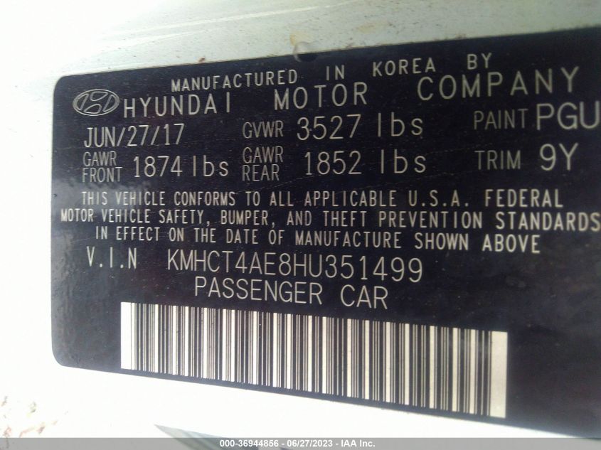 2017 HYUNDAI ACCENT SE - KMHCT4AE8HU351499