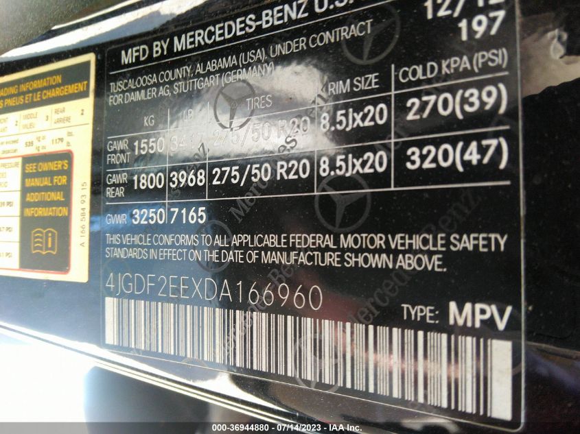 2013 MERCEDES-BENZ GL-CLASS GL 350 BLUETEC - 4JGDF2EEXDA166960