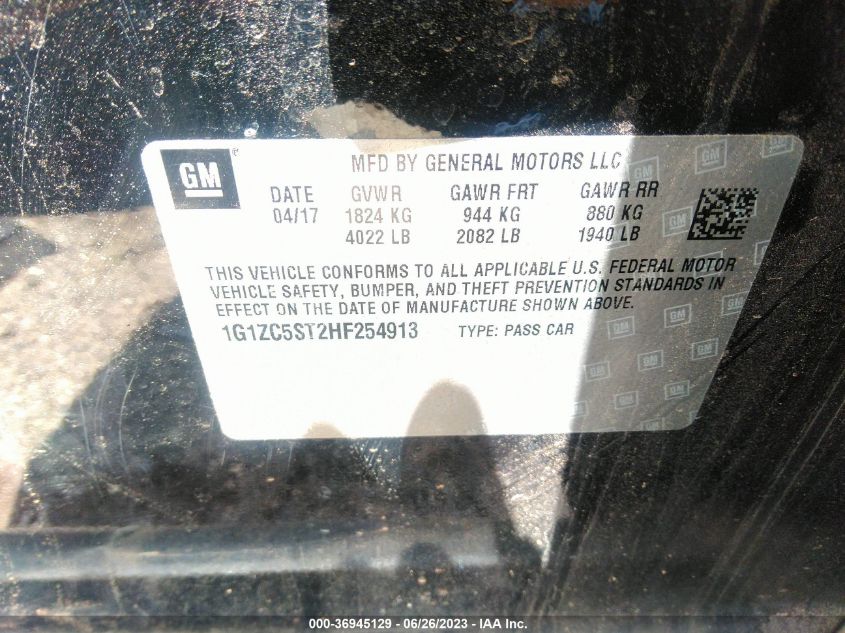 2017 CHEVROLET MALIBU LS - 1G1ZC5ST2HF254913