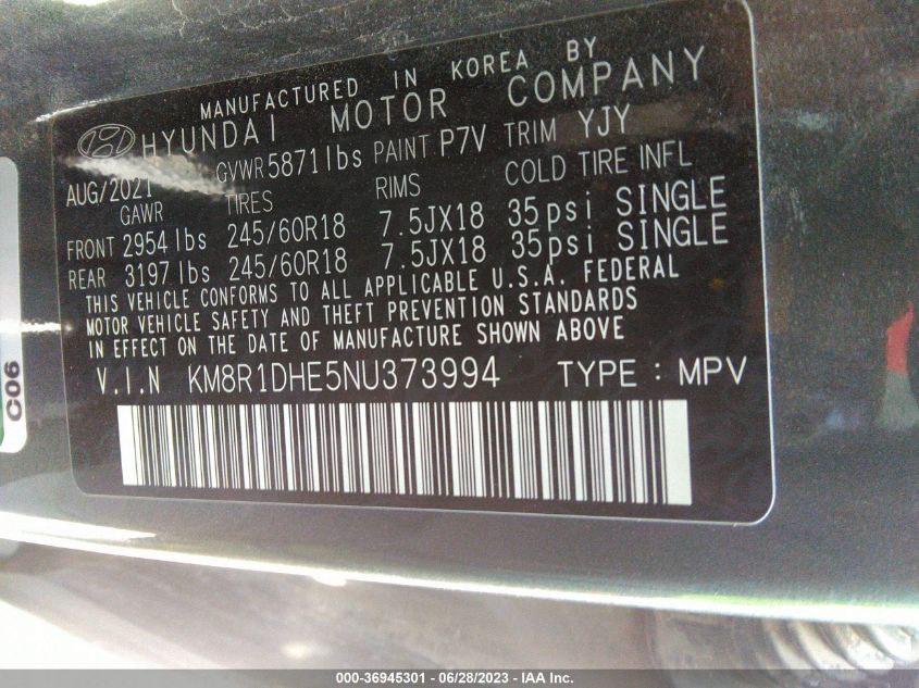 2022 HYUNDAI PALISADE SE - KM8R1DHE5NU373994