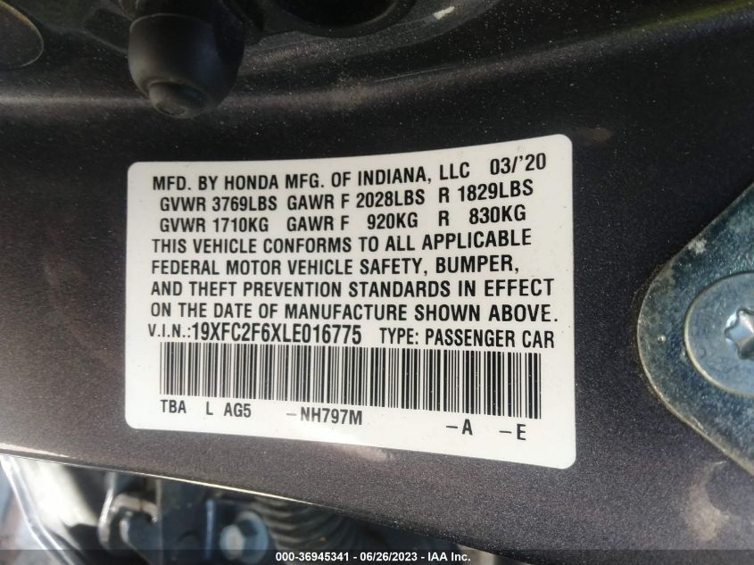 2020 HONDA CIVIC SEDAN LX - 19XFC2F6XLE016775