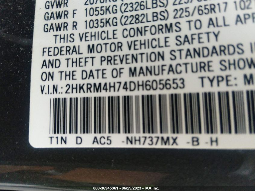 2013 HONDA CR-V EX-L - 2HKRM4H74DH605653
