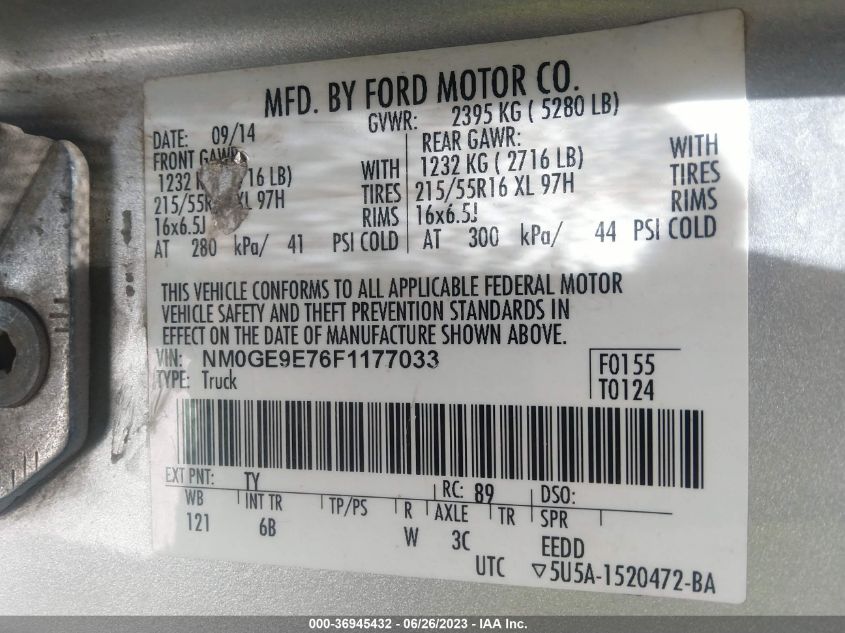2015 FORD TRANSIT CONNECT WAGON XL NM0GE9E76F1177033
