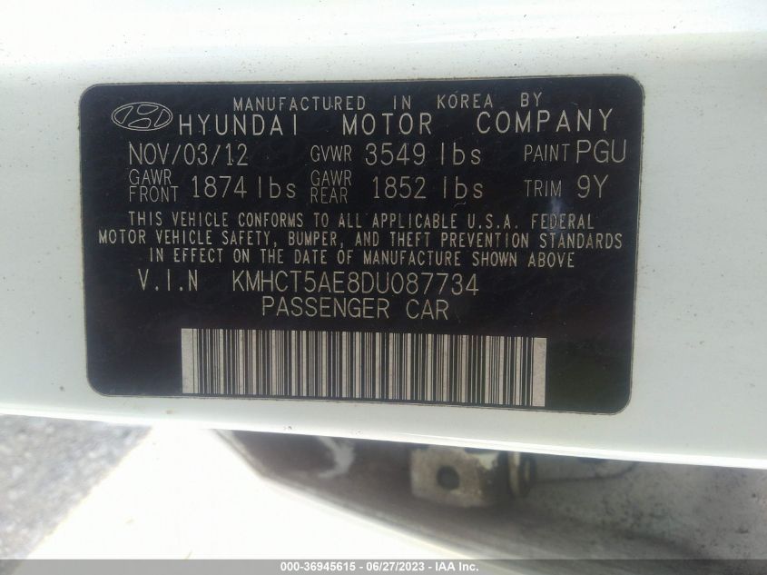 2013 HYUNDAI ACCENT GLS/GS - KMHCT5AE8DU087734