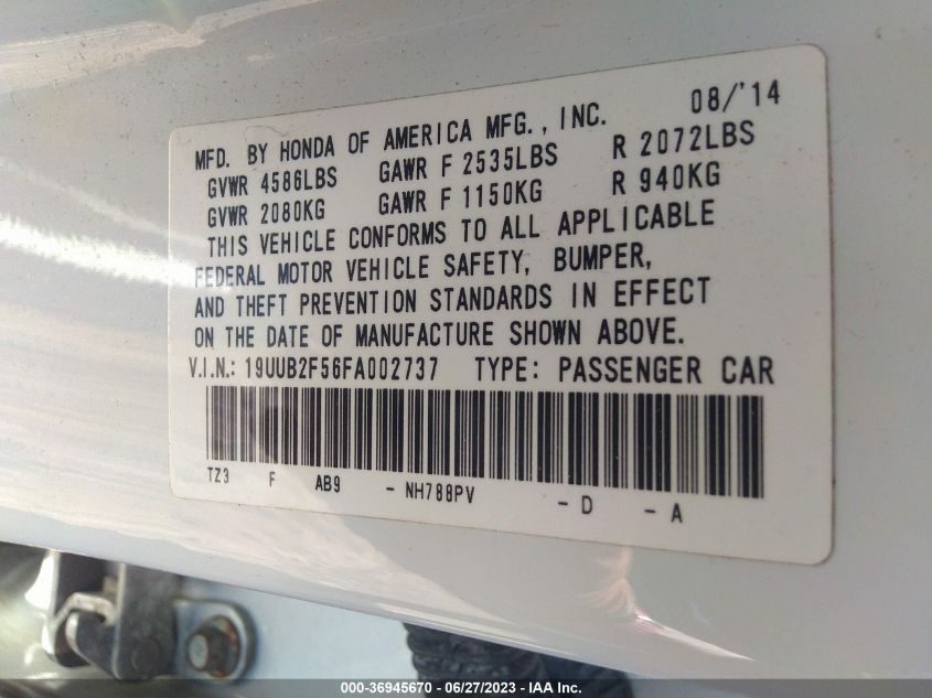 2015 ACURA TLX TECH - 19UUB2F56FA002737