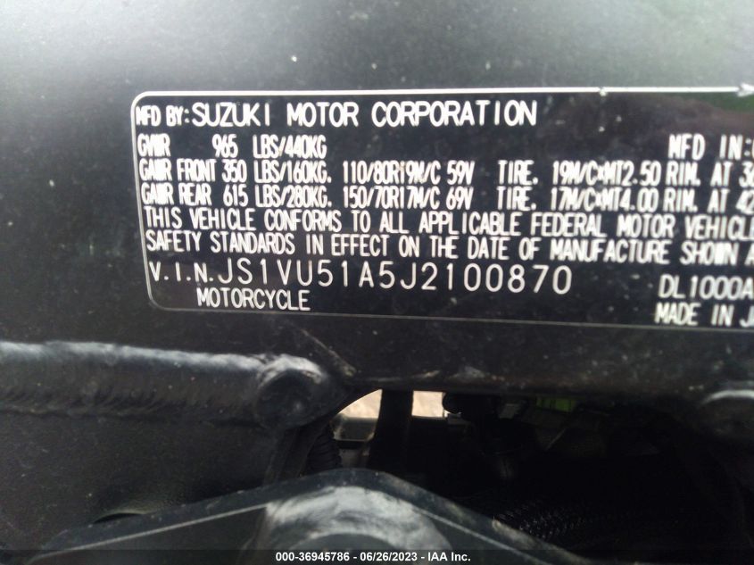 2018 SUZUKI DL1000A - JSIVU51A5J2100870