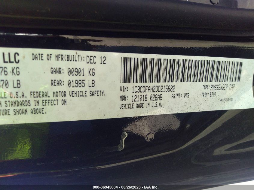 2013 DODGE DART AERO - 1C3CDFAH2DD215682