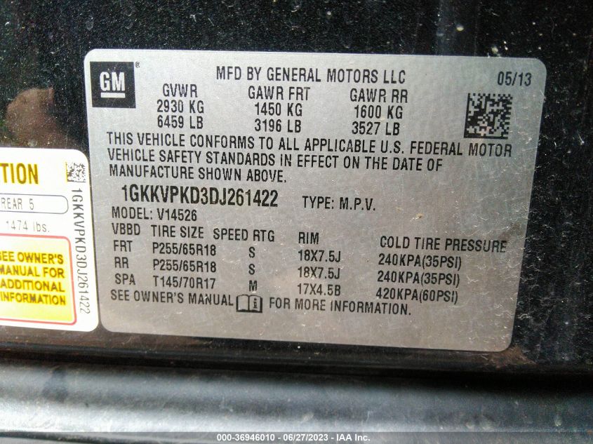 2013 GMC ACADIA SLE - 1GKKVPKD3DJ261422