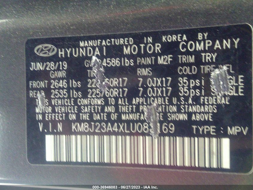 2020 HYUNDAI TUCSON SE - KM8J23A4XLU083169