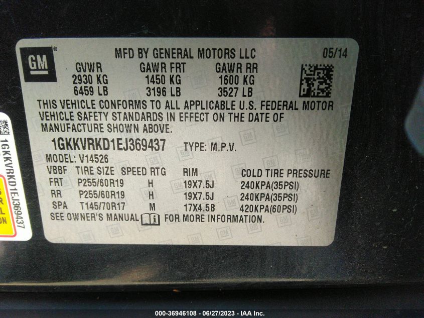 2014 GMC ACADIA SLT-1 - 1GKKVRKD1EJ369437