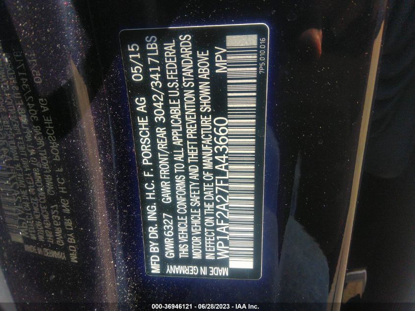 2015 PORSCHE CAYENNE DIESEL - WP1AF2A27FLA43660