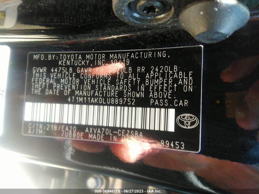 2020 TOYOTA CAMRY SE - 4T1M11AK0LU889752