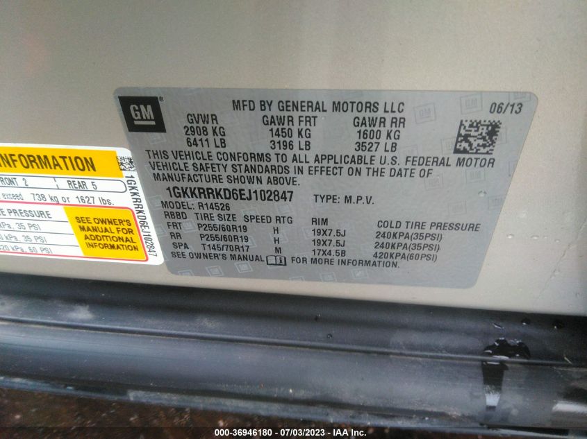 2014 GMC ACADIA SLT - 1GKKRRKD6EJ102847