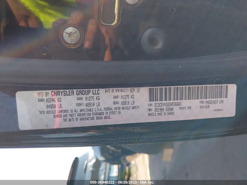 2013 DODGE CHALLENGER SXT PLUS - 2C3CDYAG6DH536663