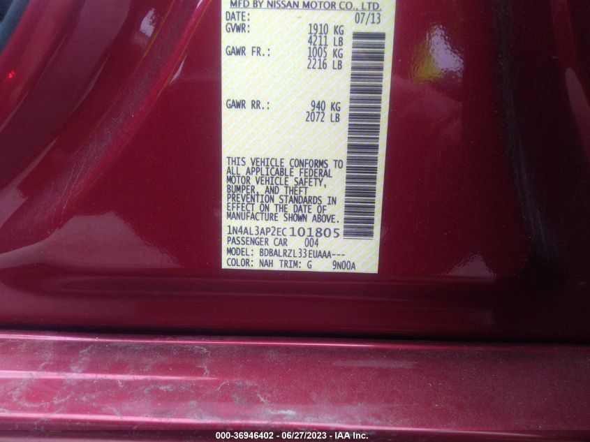 2014 NISSAN ALTIMA 2.5 S - 1N4AL3AP2EC101805