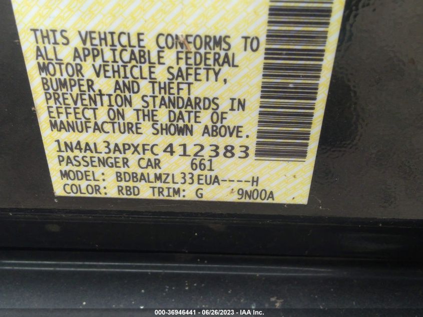 2015 NISSAN ALTIMA 2.5 SV - 1N4AL3APXFC412383