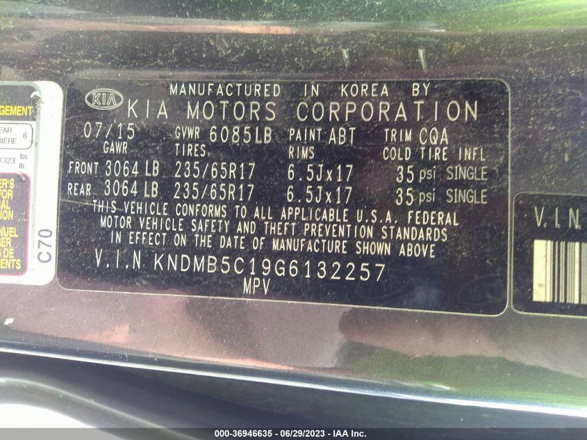 2016 KIA SEDONA LX - KNDMB5C19G6132257