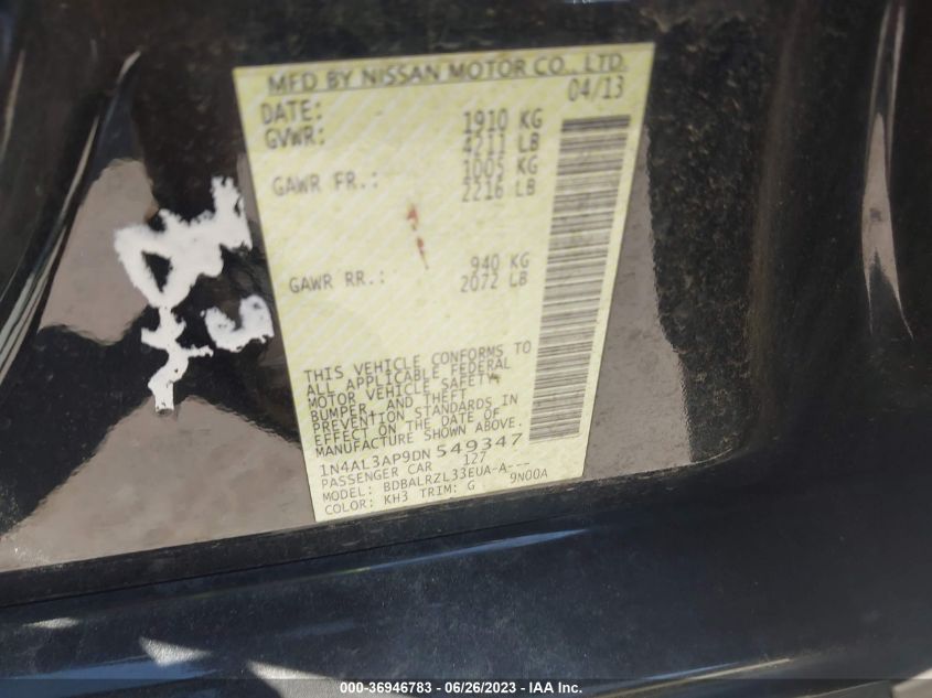 2013 NISSAN ALTIMA 2.5 S - 1N4AL3AP9DN549347