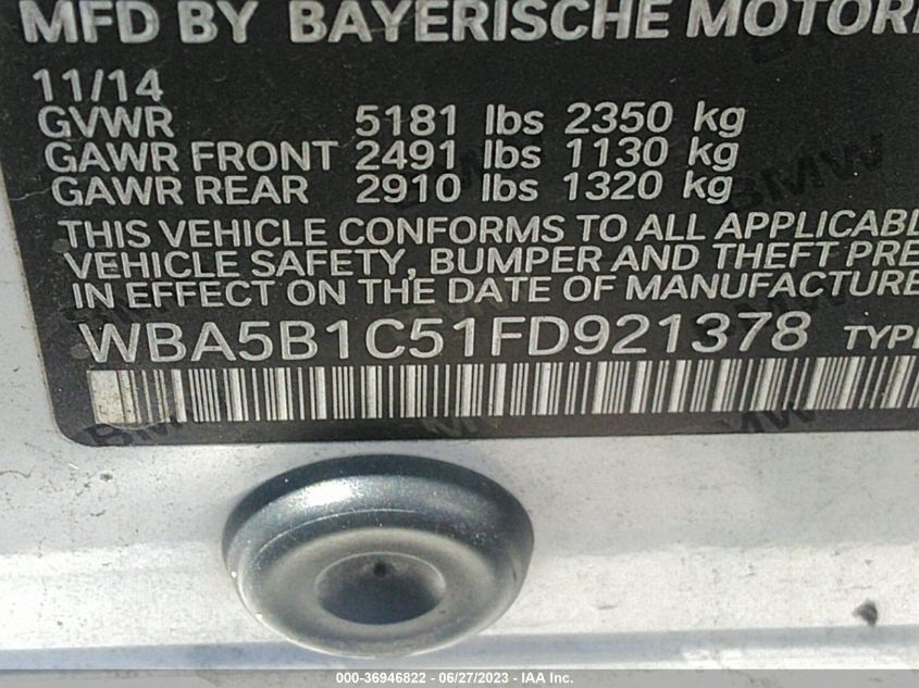 2015 BMW 5 SERIES 535I - WBA5B1C51FD921378