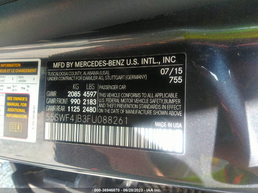 2015 MERCEDES-BENZ C-CLASS C 300 - 55SWF4JB3FU088261