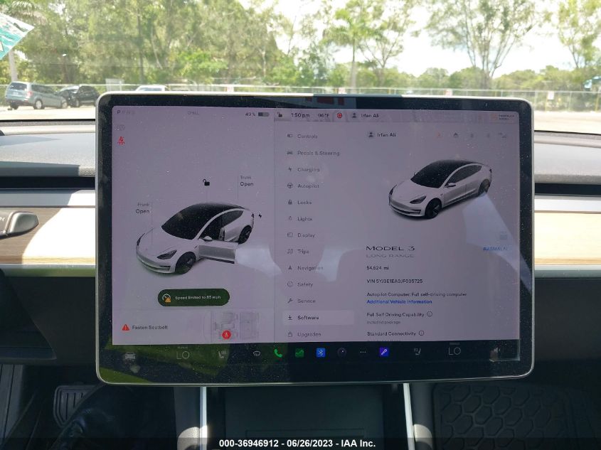 2018 TESLA MODEL 3 RANGE BATTERY - 5YJ3E1EA0JF005725